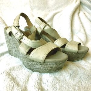 SOLD Clarks Leather Nadene Ziva Wedge Sandals